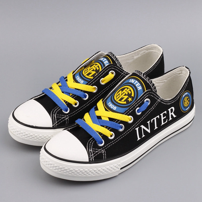 inter Football Club Internazionale Milano Low Top Canvas Sport Sneakers Shoes For Men Women Fans