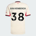 Liverpool 2025-26 GRAVENBERCH 38 Away Jersey – Cream