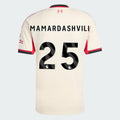 Liverpool 2025-26 MAMARDASHVILI 25 Away Jersey – Cream