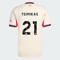 Liverpool 2025-26 TSIMIKAS 21 Away Jersey – Cream