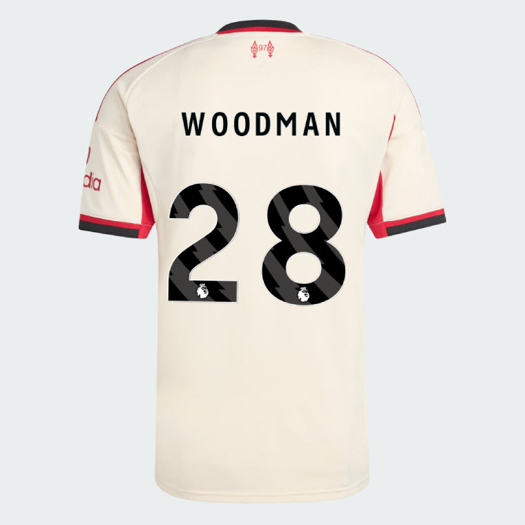 Liverpool 2025-26 WOODMAN 28 Away Jersey – Cream