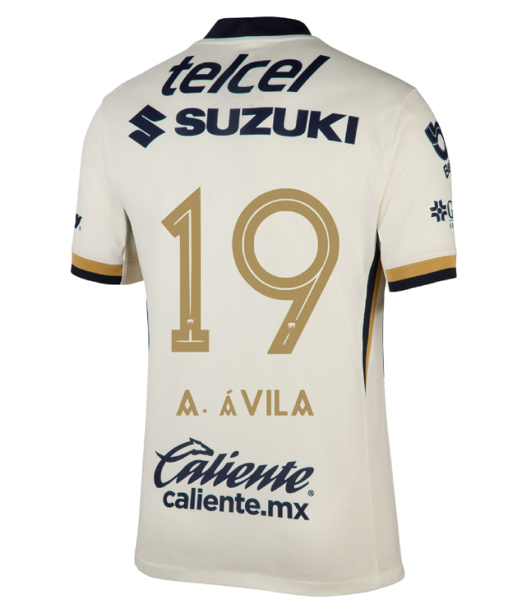 Pumas UNAM 2025-26 A. ÁVILA 19 Home Jersey – Blanco
