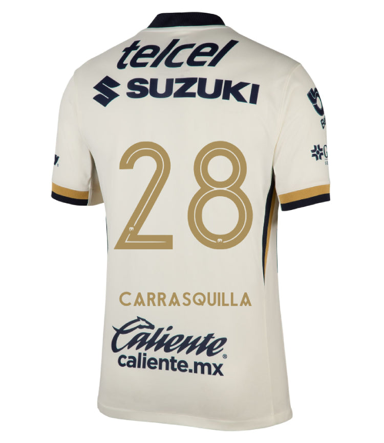 Pumas UNAM 2025-26 CARRASQUILLA 28 Home Jersey – Blanco