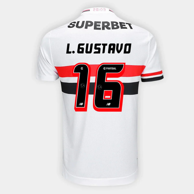 Sao Paulo FC L. GUSTAVO 16 Home 2025-26 Jersey – White